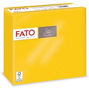 Fato Lot de 40 Serviettes de Table Papier Jetables , Ultra Doux, Taille 38x38, Pliés en 4 et 2 Plis, Couleur Jaune, 100% Pure Cellulose, Certifié FSC - Publicité