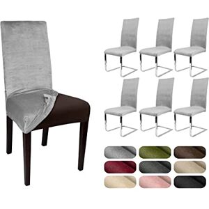 BEAUTEX LEA Lot de 6 housses de chaise élastiques unies en velours microfibre Couleur au choix (gris clair) - Publicité BEAUTEX LEA Lot de 6 housses de chaise élastiques unies en velours microfibre Couleur au choix (gris clair) - Publicité
