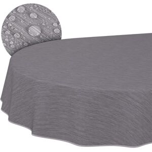 ANRO Nappe de Table en Toile cirée Aspect Lin Facile d'entretien Imperméable 200 x 140 cm (Ovale) Gris avec Ourlet - Publicité ANRO Nappe de Table en Toile cirée Aspect Lin Facile d'entretien Imperméable 200 x 140 cm (Ovale) Gris avec Ourlet - Publicité