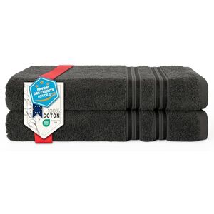 Hammetex Lot de 2 Serviettes de Bain 70x140 cm, 100% Coton 50 GSM, Douces, Absorbantes, Séchage Rapide, Certifiées Oeko-TEX, Anthracite - Publicité Hammetex Lot de 2 Serviettes de Bain 70x140 cm, 100% Coton 50 GSM, Douces, Absorbantes, Séchage Rapide, Certifiées Oeko-TEX, Anthracite - Publicité