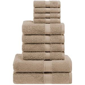 Superior Lot de 10 Serviettes de Toilette en Coton égyptien uni 33 x 33 cm, Serviettes de Toilette 50,8 x 76,2 cm, Serviettes de Bain 76,2 x 139,7 cm, 800 g/m², Latte - Publicité Superior Lot de 10 Serviettes de Toilette en Coton égyptien uni 33 x 33 cm, Serviettes de Toilette 50,8 x 76,2 cm, Serviettes de Bain 76,2 x 139,7 cm, 800 g/m², Latte - Publicité