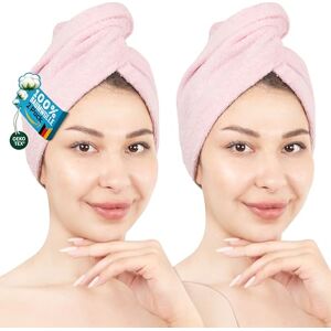 Hammetex Lot de 2 Serviettes pour Cheveux avec Bouton, 100% Coton, Séchage Rapide, Absorbant, Certifiées Oeko-TEX, Rose - Publicité Hammetex Lot de 2 Serviettes pour Cheveux avec Bouton, 100% Coton, Séchage Rapide, Absorbant, Certifiées Oeko-TEX, Rose - Publicité