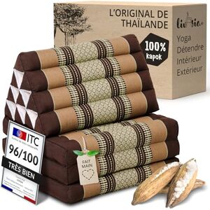 Livasia matelas et dossier pliants, 3 tapis thaï, 175 x 50 x 8 cm, triangulaire, fait main, coussin de méditation (marron) - Publicité Livasia matelas et dossier pliants, 3 tapis thaï, 175 x 50 x 8 cm, triangulaire, fait main, coussin de méditation (marron) - Publicité