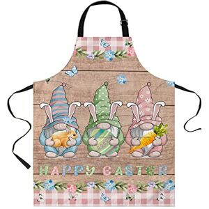 DJNGN Tabliers pour hommes femmes Chef avec poches lapin de Pâques Gnome fleurs tabliers de travail de cuisine drôles pour cuisine fête barbecue - Publicité DJNGN Tabliers pour hommes femmes Chef avec poches lapin de Pâques Gnome fleurs tabliers de travail de cuisine drôles pour cuisine fête barbecue - Publicité