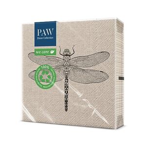 PAW Decor Collection PAW Serviette Papier 3 Plis (33 x 33 cm) I Lot de 20   Serviette de Table Papier Idéal pour les Anniversaires, les Fêtes Patronales, les Fêtes de Jardin, les Fêtes de Famille (Dragonfly) - Publicité