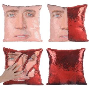 LydeLog Nicolas Housse de coussin à paillettes réversible, cadeau amusant, décorative, pailletée, 40,6 x 40,6 cm, rouge - Publicité LydeLog Nicolas Housse de coussin à paillettes réversible, cadeau amusant, décorative, pailletée, 40,6 x 40,6 cm, rouge - Publicité