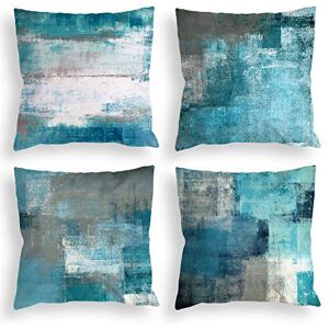 COLORPAPA Lot de 4 Housses de Coussin décoratives Bleu Sarcelle 45,7 x 45,7 cm, Peinture d'art Abstraite, taie d'oreiller pour canapé, Chambre à Coucher, Salon - Publicité COLORPAPA Lot de 4 Housses de Coussin décoratives Bleu Sarcelle 45,7 x 45,7 cm, Peinture d'art Abstraite, taie d'oreiller pour canapé, Chambre à Coucher, Salon - Publicité