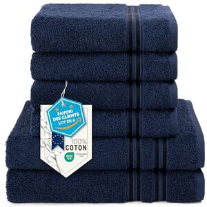 HAMMETEX - 6-Piece Towel Set - Bleu Foncé - 100% Coton - Towel Set - Publicité HAMMETEX - 6-Piece Towel Set - Bleu Foncé - 100% Coton - Towel Set - Publicité