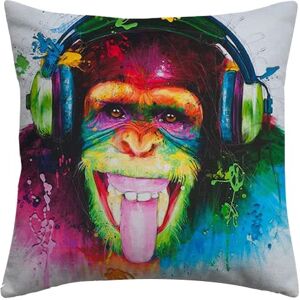 The Beach Stop Housse de coussin imprimée chimpanzé arc-en-ciel Idée cadeau pour hommes, femmes et enfants 45 x 45 cm Chimpanzé coloré - Publicité The Beach Stop Housse de coussin imprimée chimpanzé arc-en-ciel Idée cadeau pour hommes, femmes et enfants 45 x 45 cm Chimpanzé coloré - Publicité