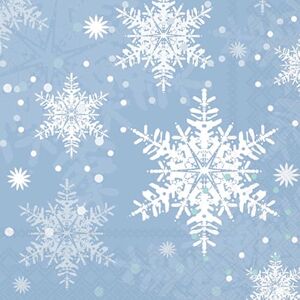 Ambiente Lot de 20 serviettes d'hiver en papier avec motif Cristaux de neige sur fond bleu clair 33 x 33 cm Convient également pour le découpage et la technique des serviettes - Publicité Ambiente Lot de 20 serviettes d'hiver en papier avec motif Cristaux de neige sur fond bleu clair 33 x 33 cm Convient également pour le découpage et la technique des serviettes - Publicité