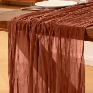 Foatcox Chemin de Table Rouille, 300 x 90 cm Style Bohème Table de Cuisine en Gaze pour Les Mariages, Anniversaires, Fêtes Prénatales, Enterrements de Jeune Décorations de Banquets - Publicité Foatcox Chemin de Table Rouille, 300 x 90 cm Style Bohème Table de Cuisine en Gaze pour Les Mariages, Anniversaires, Fêtes Prénatales, Enterrements de Jeune Décorations de Banquets - Publicité