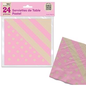 surprisez vous SERVIETTES DE TABLE PASTEL X 24 ROSE - Publicité