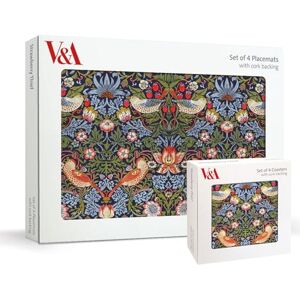 Museums & Galleries Lot de 4 sets de table et dessous de verre avec envers en liège – Motif voleur de fraises William Morris – Sets de table V & A pour la maison - Publicité Museums & Galleries Lot de 4 sets de table et dessous de verre avec envers en liège – Motif voleur de fraises William Morris – Sets de table V & A pour la maison - Publicité