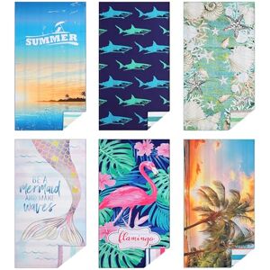 Casa Platino Lot de 6 serviettes de plage surdimensionnées en microfibre anti-sable – Séchage rapide, légères, imprimées des deux côtés – 180 x 81 cm – Pour voyage, camping, adultes, enfants, vacances - Publicité Casa Platino Lot de 6 serviettes de plage surdimensionnées en microfibre anti-sable – Séchage rapide, légères, imprimées des deux côtés – 180 x 81 cm – Pour voyage, camping, adultes, enfants, vacances - Publicité