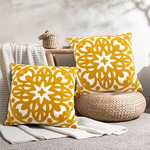 Alysheer Lot de 2 Housses de Coussin décoratives brodées Motif Mandala bohème Confortable Toile 100% Coton Durable pour canapé, Salon 45,7 x 45,7 cm (doré) - Publicité Alysheer Lot de 2 Housses de Coussin décoratives brodées Motif Mandala bohème Confortable Toile 100% Coton Durable pour canapé, Salon 45,7 x 45,7 cm (doré) - Publicité