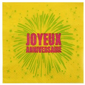 Santex 70338 10 Serviettes Joyeux Anniversaire jaune - Publicité Santex 70338 10 Serviettes Joyeux Anniversaire jaune - Publicité