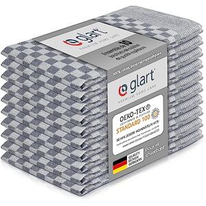 Glart Lot de 10 torchons 48SG 50x70 cm en coton 100%, gris, certifié OEKO-TEX Standard 100, sans peluche, lavable, prélavé pour la cuisine et la vaisselle - Publicité Glart Lot de 10 torchons 48SG 50x70 cm en coton 100%, gris, certifié OEKO-TEX Standard 100, sans peluche, lavable, prélavé pour la cuisine et la vaisselle - Publicité