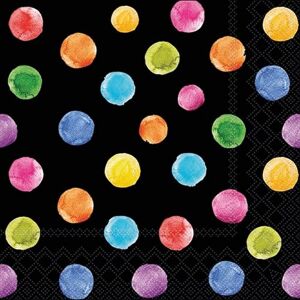 Ambiente Lot de 20 serviettes en papier avec motif à pois multicolores sur noir Idéales pour le découpage et la technique des serviettes 33 x 33 cm - Publicité Ambiente Lot de 20 serviettes en papier avec motif à pois multicolores sur noir Idéales pour le découpage et la technique des serviettes 33 x 33 cm - Publicité