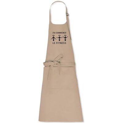 La French Touch Tablier humoristique J'ai commencé le fitness 100% coton bio Imprimé en France Cadeau Anniversaire Apéro Humour original rigolo (Beige) - Publicité La French Touch Tablier humoristique J'ai commencé le fitness 100% coton bio Imprimé en France Cadeau Anniversaire Apéro Humour original rigolo (Beige) - Publicité