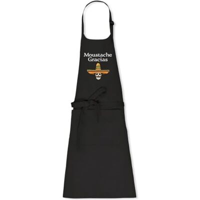 La French Touch Tablier de cuisine Moustache Gracias 100% coton bio Imprimé en France Cadeau Anniversaire original rigolo (Noir) - Publicité La French Touch Tablier de cuisine Moustache Gracias 100% coton bio Imprimé en France Cadeau Anniversaire original rigolo (Noir) - Publicité