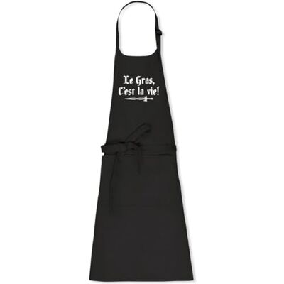 La French Touch Tablier humoristique Kaamelott Le gras c'est la vie 100% coton bio Imprimé en France Cadeau Anniversaire Cuisine Film et Série original rigolo (Noir) - Publicité La French Touch Tablier humoristique Kaamelott Le gras c'est la vie 100% coton bio Imprimé en France Cadeau Anniversaire Cuisine Film et Série original rigolo (Noir) - Publicité