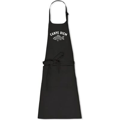 La French Touch Tablier de cuisine Carpe Diem 100% coton bio Imprimé en France Cadeau Anniversaire Humour pêche original rigolo (Noir) - Publicité La French Touch Tablier de cuisine Carpe Diem 100% coton bio Imprimé en France Cadeau Anniversaire Humour pêche original rigolo (Noir) - Publicité