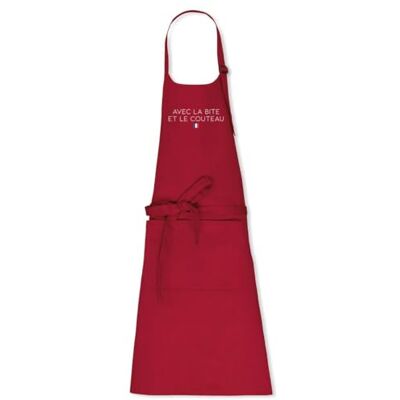 La French Touch Tablier homme humour Avec la bite et le couteau 100% coton bio Imprimé en France Cadeau Anniversaire Humour original rigolo (Rouge) - Publicité La French Touch Tablier homme humour Avec la bite et le couteau 100% coton bio Imprimé en France Cadeau Anniversaire Humour original rigolo (Rouge) - Publicité