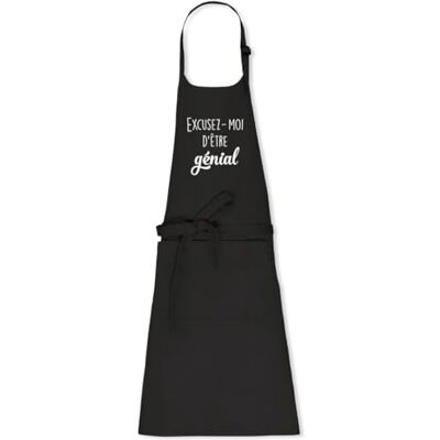 La French Touch Tablier de cuisine Excusez-moi d'etre génial 100% coton bio Imprimé en France Cadeau Anniversaire original rigolo (Noir) - Publicité La French Touch Tablier de cuisine Excusez-moi d'etre génial 100% coton bio Imprimé en France Cadeau Anniversaire original rigolo (Noir) - Publicité