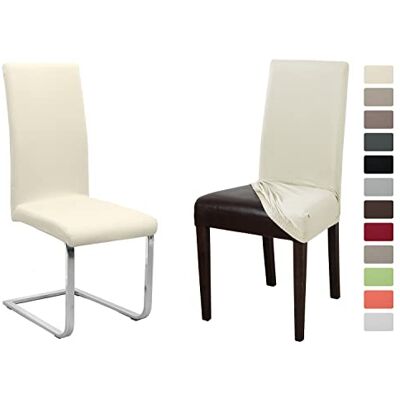 BEAUTEX Lot de 6 Housses de Chaise en Jersey, Housse Extensible en Coton bi-élastique, Couleur sélectionnable, Crème - Publicité BEAUTEX Lot de 6 Housses de Chaise en Jersey, Housse Extensible en Coton bi-élastique, Couleur sélectionnable, Crème - Publicité