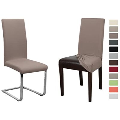 BEAUTEX Lot de 2 Housses de Chaise en Jersey (Couleur sélectionnable), Housse élastique uni Stretch en Coton, bi-élastique, Brun Taupe - Publicité BEAUTEX Lot de 2 Housses de Chaise en Jersey (Couleur sélectionnable), Housse élastique uni Stretch en Coton, bi-élastique, Brun Taupe - Publicité