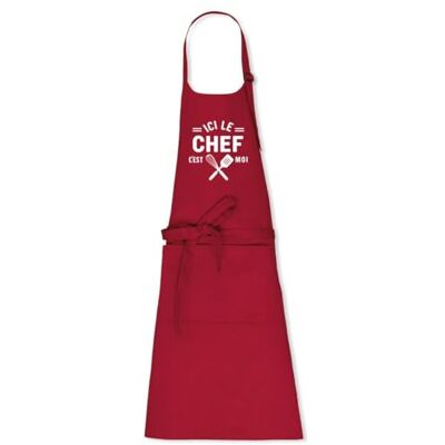 La French Touch Tablier cuisine homme Ici le chef c'est moi 100% coton bio Imprimé en France Cadeau Anniversaire Cuisine original rigolo (Rouge) - Publicité La French Touch Tablier cuisine homme Ici le chef c'est moi 100% coton bio Imprimé en France Cadeau Anniversaire Cuisine original rigolo (Rouge) - Publicité