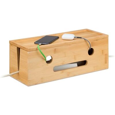 Relaxdays Boîte Cache-câbles, en Bambou, pour 2 multiprises, H x L x P : 15,5 x 42 x 16 cm, Nature - Publicité Relaxdays Boîte Cache-câbles, en Bambou, pour 2 multiprises, H x L x P : 15,5 x 42 x 16 cm, Nature - Publicité