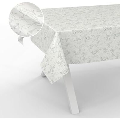 ANRO Nappe en Toile cirée, Lavable, pour Table de Jardin, extérieur et intérieur, Bord coupé, Motif Feuilles, Grise, 100 x 140 cm - Publicité ANRO Nappe en Toile cirée, Lavable, pour Table de Jardin, extérieur et intérieur, Bord coupé, Motif Feuilles, Grise, 100 x 140 cm - Publicité