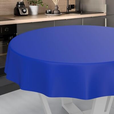ANRO Nappe en Toile cirée, Lavable, pour Table de Jardin, extérieur et intérieur, Ronde, Bord coupé, Bleue, 120 cm - Publicité ANRO Nappe en Toile cirée, Lavable, pour Table de Jardin, extérieur et intérieur, Ronde, Bord coupé, Bleue, 120 cm - Publicité