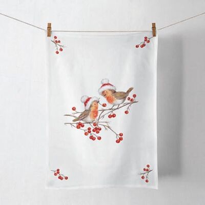 Ambiente Torchon de cuisine décoratif 70 x 50 cm 100 % coton Rouge-gorge Oiseaux dans paysage d'hiver Hiver Avent et Noël - Publicité Ambiente Torchon de cuisine décoratif 70 x 50 cm 100 % coton Rouge-gorge Oiseaux dans paysage d'hiver Hiver Avent et Noël - Publicité