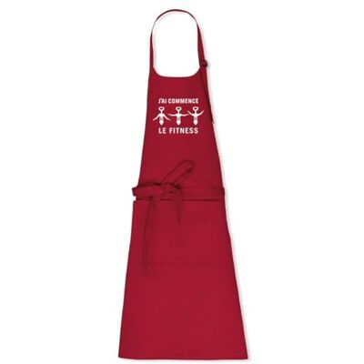La French Touch Tablier humoristique J'ai commencé le fitness 100% coton bio Imprimé en France Cadeau Anniversaire Apéro Humour original rigolo (Rouge) - Publicité La French Touch Tablier humoristique J'ai commencé le fitness 100% coton bio Imprimé en France Cadeau Anniversaire Apéro Humour original rigolo (Rouge) - Publicité