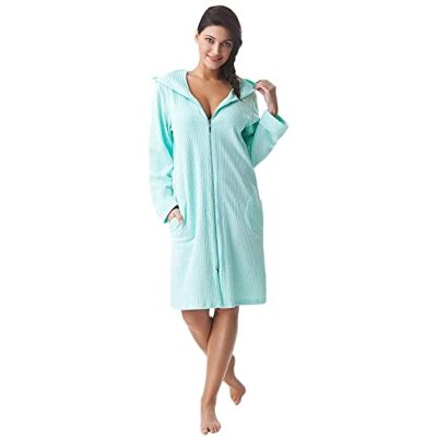 DOROTA Peignoir douillet et moderne en coton avec poches, fermeture éclair & capuche Turquoise Medium - Publicité DOROTA Peignoir douillet et moderne en coton avec poches, fermeture éclair & capuche Turquoise Medium - Publicité