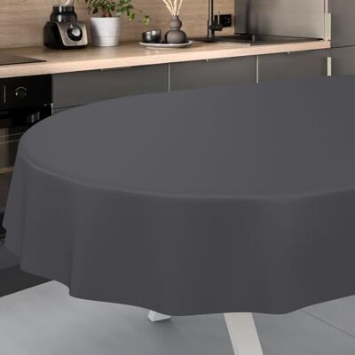 ANRO Nappe en Toile cirée, Lavable, pour Table de Jardin, extérieur, intérieur, Ovale, Bord coupé, Anthracite, 180 x 140 cm - Publicité ANRO Nappe en Toile cirée, Lavable, pour Table de Jardin, extérieur, intérieur, Ovale, Bord coupé, Anthracite, 180 x 140 cm - Publicité