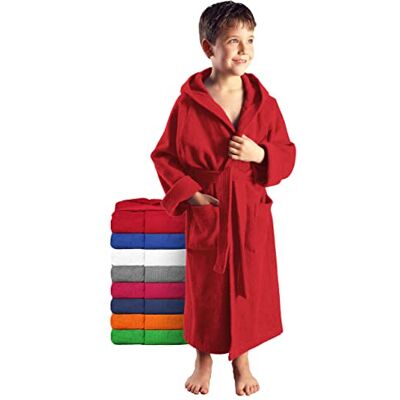 Arus Peignoir de Baine Enfant, Fille, Garçon et Ado, à Capuche, 100% Coton Tissu Éponge, Couleur : Rouge, Taille: 152 - Publicité Arus Peignoir de Baine Enfant, Fille, Garçon et Ado, à Capuche, 100% Coton Tissu Éponge, Couleur : Rouge, Taille: 152 - Publicité