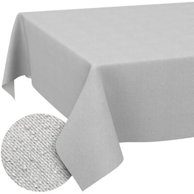 ANRO Nappe enduite Gris Aspect Lin 140x120 cm rectangulaire linge de table en tissu enduit – anti-taches et imperméable, facile d’entretien – lavable à 30 °C - Publicité ANRO Nappe enduite Gris Aspect Lin 140x120 cm rectangulaire linge de table en tissu enduit – anti-taches et imperméable, facile d’entretien – lavable à 30 °C - Publicité