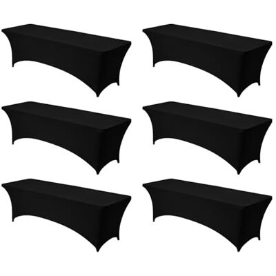 VEVOR Nappe Extensible rectangulaire 244 x 76 x 76 cm, Couverture de Table Infroissable en Polyester et élasthanne, Lot de 6, Lavable en Machine, pour fête, Mariage, Cocktail, Banquet, Festival, Noir - Publicité VEVOR Nappe Extensible rectangulaire 244 x 76 x 76 cm, Couverture de Table Infroissable en Polyester et élasthanne, Lot de 6, Lavable en Machine, pour fête, Mariage, Cocktail, Banquet, Festival, Noir - Publicité