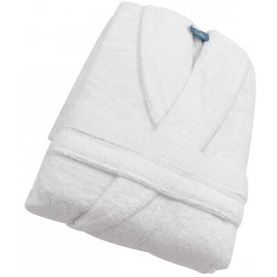 Alpes Blanc Peignoir de bain mixte à col châle Coton et bambou 450 g Ultra-absorbant Coupe mixte ajustable • 70% coton et 30% bambou • Doux • Hypoallergénique et antibactérien • Lavable en machine - Publicité Alpes Blanc Peignoir de bain mixte à col châle Coton et bambou 450 g Ultra-absorbant Coupe mixte ajustable • 70% coton et 30% bambou • Doux • Hypoallergénique et antibactérien • Lavable en machine - Publicité