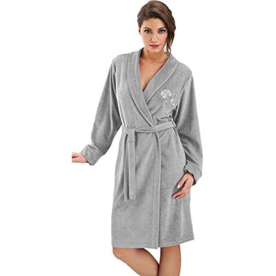 DOROTA Souple Peignoir Femme Tendance avec Poches et Ceinture, Gris, M (40) - Publicité DOROTA Souple Peignoir Femme Tendance avec Poches et Ceinture, Gris, M (40) - Publicité