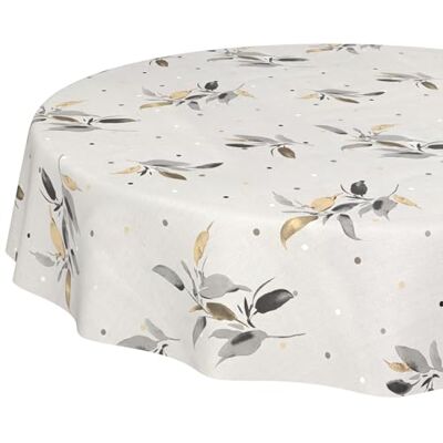 ANRO Nappe en Toile cirée Lavable, Facile d'entretien, imperméable, Effet Lotus, pour Table de Jardin, Motif Feuille argentée, Ronde, 140 cm, Bord coupé - Publicité ANRO Nappe en Toile cirée Lavable, Facile d'entretien, imperméable, Effet Lotus, pour Table de Jardin, Motif Feuille argentée, Ronde, 140 cm, Bord coupé - Publicité