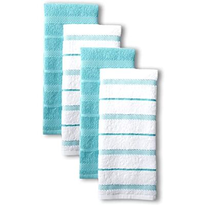 KitchenAid Albany Lot de 4 torchons de Cuisine Turquoise/Blanc 40 x 66 cm - Publicité KitchenAid Albany Lot de 4 torchons de Cuisine Turquoise/Blanc 40 x 66 cm - Publicité
