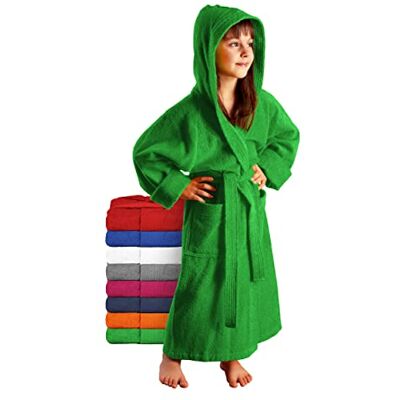 Arus Peignoir de Baine Enfant, Fille, Garçon et Ado, à Capuche, 100% Coton Tissu Éponge, Couleur : Vert Herbe, Taille: 116 - Publicité Arus Peignoir de Baine Enfant, Fille, Garçon et Ado, à Capuche, 100% Coton Tissu Éponge, Couleur : Vert Herbe, Taille: 116 - Publicité