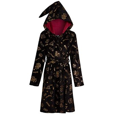 Harry Potter Peignoir à capuche pour femme et adolescent Les Reliques de la Mort, Noir , M - Publicité Harry Potter Peignoir à capuche pour femme et adolescent Les Reliques de la Mort, Noir , M - Publicité