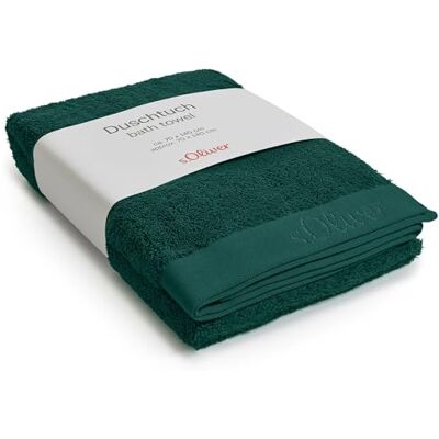 s.Oliver Serviette de douche 70 x 140 cm – 100 % coton, 600 g/m², douce et absorbante, serviette de bain vert bouteille - Publicité s.Oliver Serviette de douche 70 x 140 cm – 100 % coton, 600 g/m², douce et absorbante, serviette de bain vert bouteille - Publicité