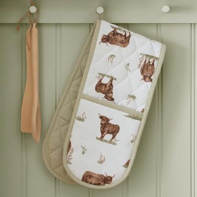 Catherine Lansfield Angus Highland Gant de Cuisine Double en Coton Motif Vache Naturel - Publicité Catherine Lansfield Angus Highland Gant de Cuisine Double en Coton Motif Vache Naturel - Publicité