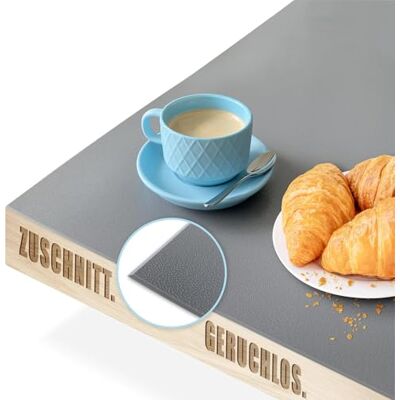 KARAT Protection de Table avec Bord biseauté 45° Nappe de Table en PVC Protection élégante pour Table Meuble 1,5 mm d'épaisseur Empire, Gris Foncé, Rectangulaire 80 x 90 cm - Publicité KARAT Protection de Table avec Bord biseauté 45° Nappe de Table en PVC Protection élégante pour Table Meuble 1,5 mm d'épaisseur Empire, Gris Foncé, Rectangulaire 80 x 90 cm - Publicité